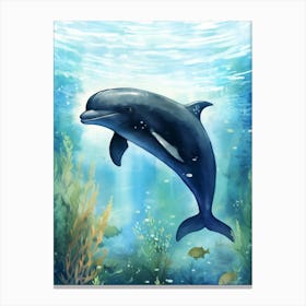 Dolphin In Ocean Realistic Illustration2 Canvas Print