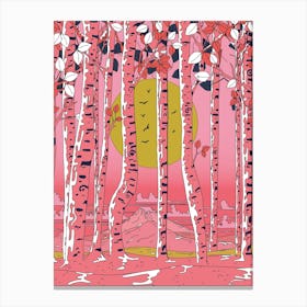 Pink Birch Forest Canvas Print