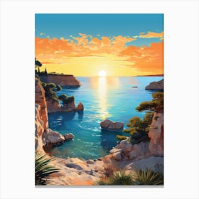 A Painting Of Cala Macarella Beach Menorca Spain 1 Canvas Print