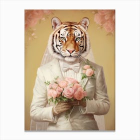 Tiger Illustrations Wearing A Wedding Tuxedo Canvas Print