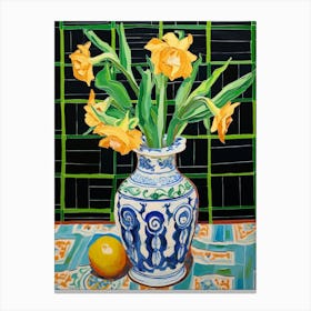 Flowers In A Vase Still Life Painting Daffodil 3 Canvas Print