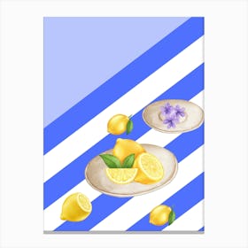 Lemons And Flowers Canvas Print