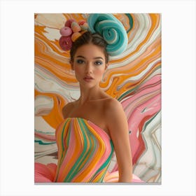 Girl In A Colorful Dress 1 Canvas Print