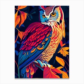 Eastern Screech Owl Pop Matisse 2 Bird Canvas Print