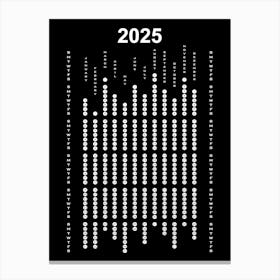 2025 Calendar Minimalist Black Canvas Print