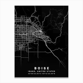 Boise Idaho USA Black Map Canvas Print