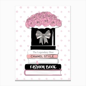 Pink Roses and fashion Books Canvas Print