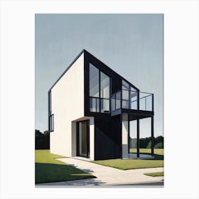 Minimalist Modern House Illustration (61) Canvas Print