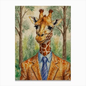 Giraffe In Suit 11 Canvas Print