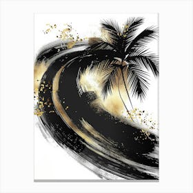 Black And Gold Palm Tree Canvas Print Canvas Print