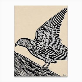 Harrier Linocut Bird Canvas Print