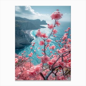 Cherry Blossoms On The Beach Canvas Print