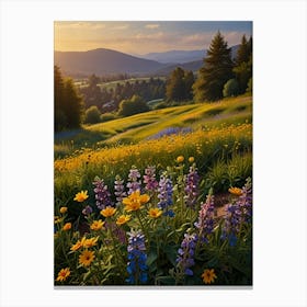 Sunset In The Meadow 4 Canvas Print