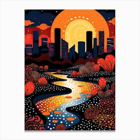 Montreal, Illustration In The Style Of Pop Art 2 Canvas Print