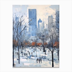 Winter City Park Painting Millennium Park Chicago 4 Canvas Print