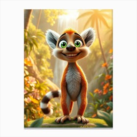 Lemur In The Jungle Canvas Print