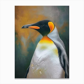 King Penguin Zavodovski Island Colour Block Painting 4 Canvas Print