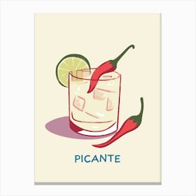Picante Cocktail Wall Art Drinks Print Pink And Green Colourful Fun Bar Canvas Print