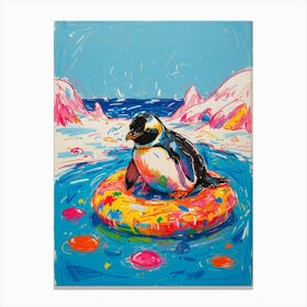 Penguin On Float Canvas Print