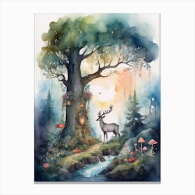 Watercolor Of A Forest 3 Canvas Print