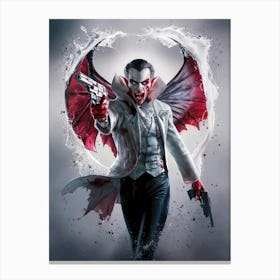 Bloody Male Vampire with Guns - Poster Art Canvas Print