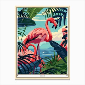Greater Flamingo Greece Tropical Illustration 3 Poster Canvas Print