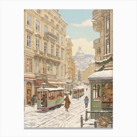 Vintage Winter Illustration Vienna Austria 3 Canvas Print
