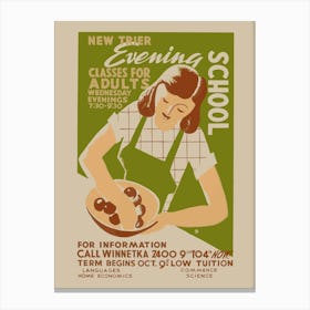 Evening School - Vintage poster Canvas Print