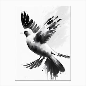Dove Symbol 1 Black And White Painting Canvas Print
