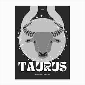 Black Zodiac Taurus Canvas Print