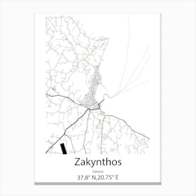 Zakynthos,Greece Minimalist Map Canvas Print