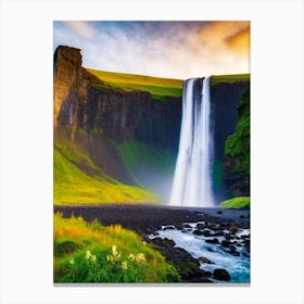 Suðurárfoss, Iceland Majestic, Beautiful & Classic (2) Canvas Print