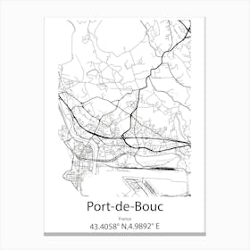 Port De Bouc,France Minimalist Map Canvas Print