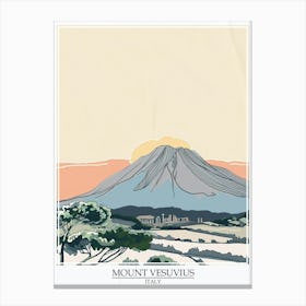 Mount Vesuvius Italy Color Line Drawing 5 Poster Canvas Print