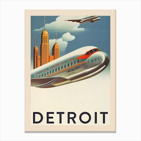 Detroit Vintage Travel Poster Canvas Print