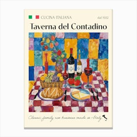 Taverna Del Contadino Trattoria Italian Poster Food Kitchen Canvas Print