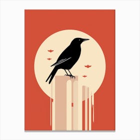 Minimalist Crow 2 Illustration Canvas Print