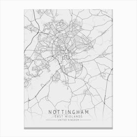 Nottingham East Midlands Map Canvas Print