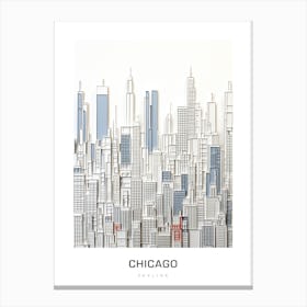 Chicago Skyline 6 B&W Poster Canvas Print
