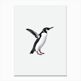 Penguin B&W Pencil Drawing 3 Bird Canvas Print