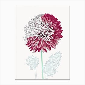 Chrysanthemum Floral Minimal Line Drawing 1 Flower Canvas Print