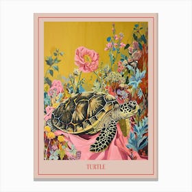 Floral Animal Painting Turtle 3 Poster Canvas Print