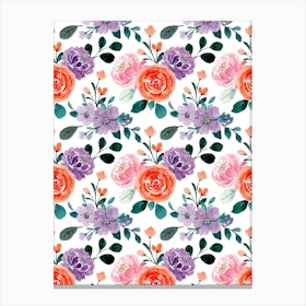 Watercolor Floral Pattern.Colorful roses. Flower day. artistic work. A gift for someone you love. Decorate the place with art. Imprint of a beautiful artist. 11 Canvas Print