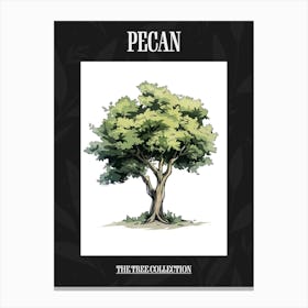 Pecan Tree Pixel Illustration 4 Poster Canvas Print