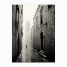 Dubrovnik, Croatia, Mediterranean Black And White Photography Analogue 6 Canvas Print