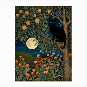 Cat In The Orange Tree Style William Morris Canvas Print