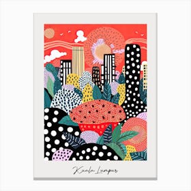 Poster Of Kuala Lumpur, Illustration In The Style Of Pop Art 4 Canvas Print
