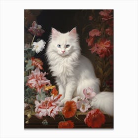 White Cat Rococo Style 5 Canvas Print