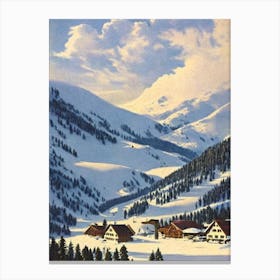 Sölden, Austria Ski Resort Vintage Landscape 3 Skiing Poster Canvas Print