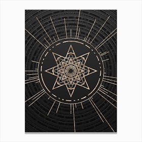 Geometric Glyph in Gold with Radial Array Lines on Dark Gray n.0010 Canvas Print